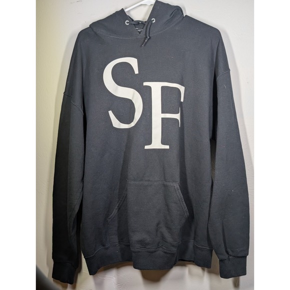 VINTAGE San Francisco Men's Sweatshirt XL Black SF Graphic The Victory - Picture 1 of 7